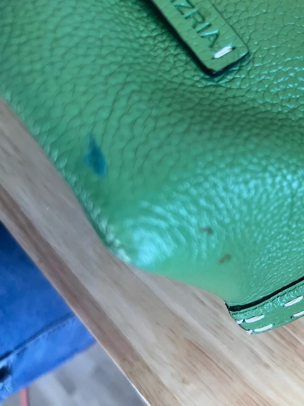 BCBGMaxAzria Green Pebbled Leather Shoulder Bag with Silver Ring